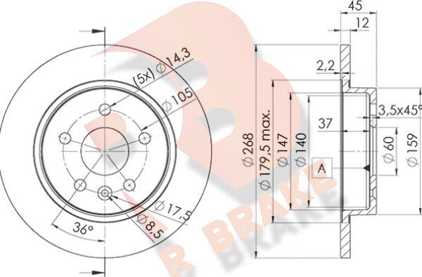 R Brake 78RBD21560 - Discofreno autozon.pro