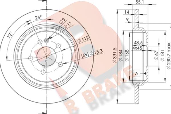 R Brake 78RBD23505 - Discofreno autozon.pro