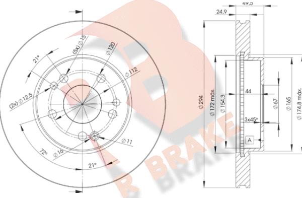 R Brake 78RBD22412 - Discofreno autozon.pro