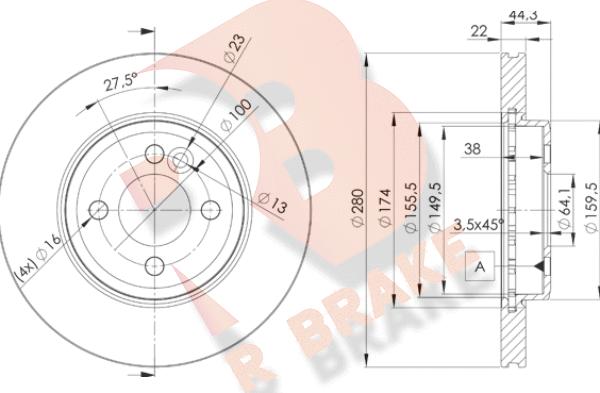 R Brake 78RBD22893 - Discofreno autozon.pro