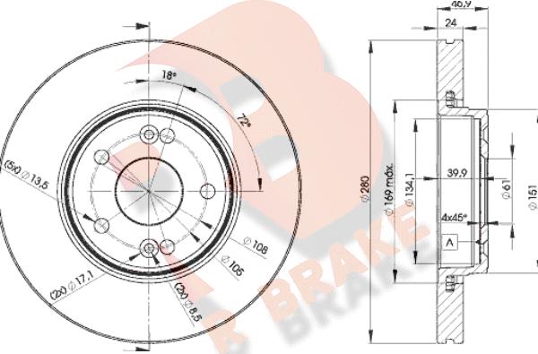 R Brake 78RBD22234 - Discofreno autozon.pro