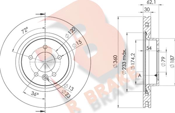 R Brake 78RBD27364 - Discofreno autozon.pro