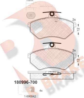 R Brake RB0996-700 - Kit pastiglie freno, Freno a disco autozon.pro