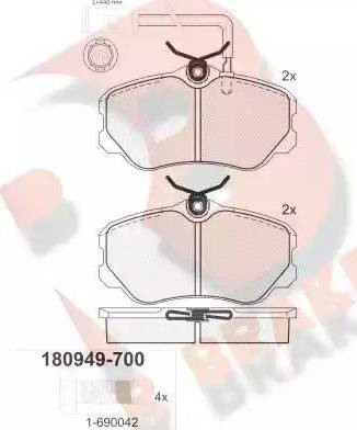 R Brake RB0949-700 - Kit pastiglie freno, Freno a disco autozon.pro