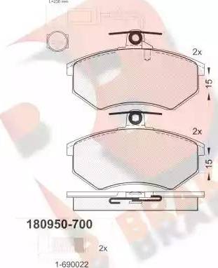 R Brake RB0950-700 - Kit pastiglie freno, Freno a disco autozon.pro