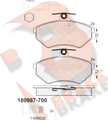 R Brake RB0987-700 - Kit pastiglie freno, Freno a disco autozon.pro