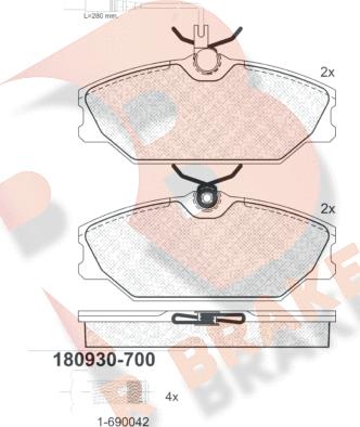 R Brake RB0930-700 - Kit pastiglie freno, Freno a disco autozon.pro