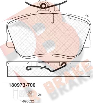 R Brake RB0973-700 - Kit pastiglie freno, Freno a disco autozon.pro