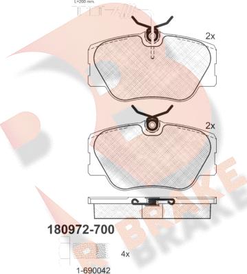 R Brake RB0972-700 - Kit pastiglie freno, Freno a disco autozon.pro