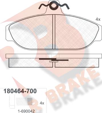 R Brake RB0464-700 - Kit pastiglie freno, Freno a disco autozon.pro