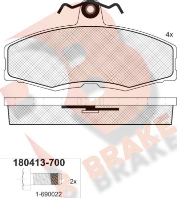 R Brake RB0413-700 - Kit pastiglie freno, Freno a disco autozon.pro