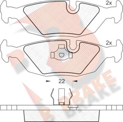 R Brake RB0422 - Kit pastiglie freno, Freno a disco autozon.pro