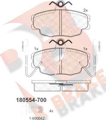 R Brake RB0554-700 - Kit pastiglie freno, Freno a disco autozon.pro