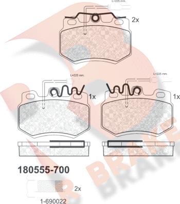 R Brake RB0555-700 - Kit pastiglie freno, Freno a disco autozon.pro