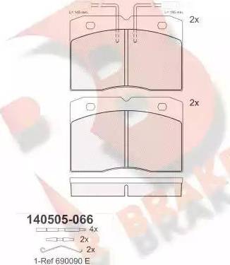 R Brake RB0505 - Kit pastiglie freno, Freno a disco autozon.pro