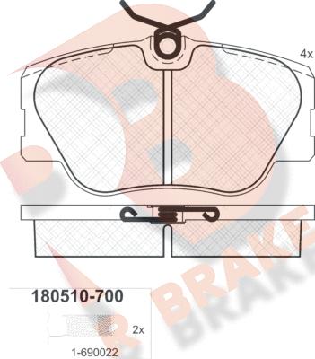 R Brake RB0510-700 - Kit pastiglie freno, Freno a disco autozon.pro