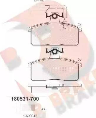 R Brake RB0531-700 - Kit pastiglie freno, Freno a disco autozon.pro