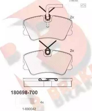 R Brake RB0698-700 - Kit pastiglie freno, Freno a disco autozon.pro