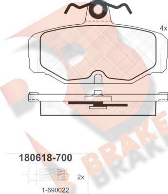 R Brake RB0618-700 - Kit pastiglie freno, Freno a disco autozon.pro