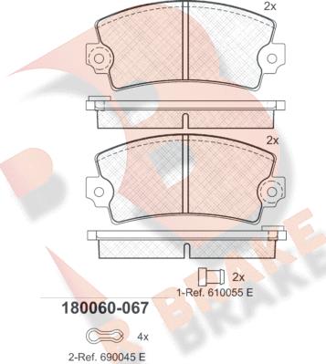 R Brake RB0060-067 - Kit pastiglie freno, Freno a disco autozon.pro