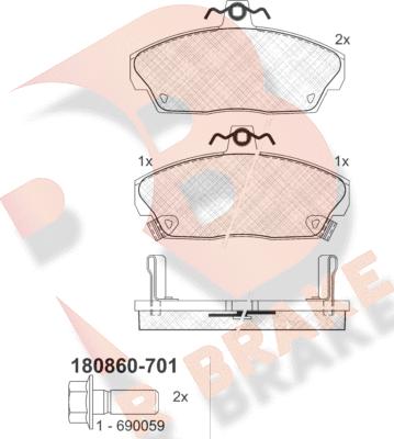 R Brake RB0860-701 - Kit pastiglie freno, Freno a disco autozon.pro