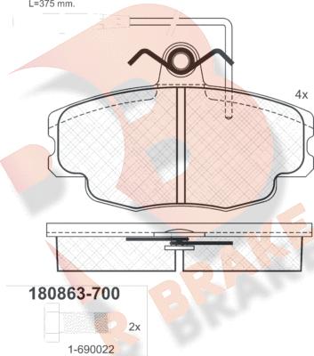 R Brake RB0863-700 - Kit pastiglie freno, Freno a disco autozon.pro