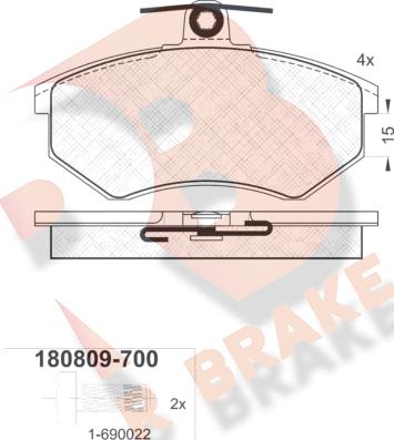 R Brake RB0809-700 - Kit pastiglie freno, Freno a disco autozon.pro