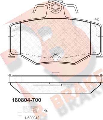 R Brake RB0804-700 - Kit pastiglie freno, Freno a disco autozon.pro