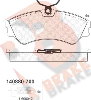 R Brake RB0880-700 - Kit pastiglie freno, Freno a disco autozon.pro