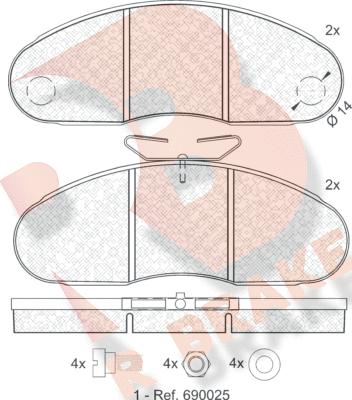 R Brake RB0834 - Kit pastiglie freno, Freno a disco autozon.pro