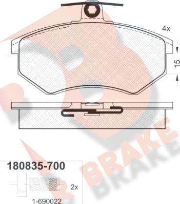 R Brake RB0835-700 - Kit pastiglie freno, Freno a disco autozon.pro