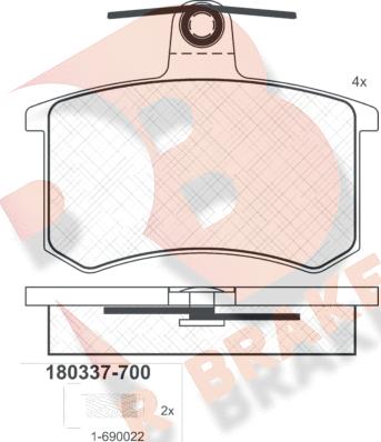 R Brake RB0337-700 - Kit pastiglie freno, Freno a disco autozon.pro