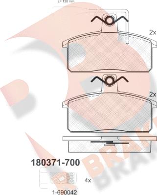 R Brake RB0371-700 - Kit pastiglie freno, Freno a disco autozon.pro