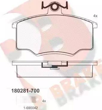 R Brake RB0281-700 - Kit pastiglie freno, Freno a disco autozon.pro