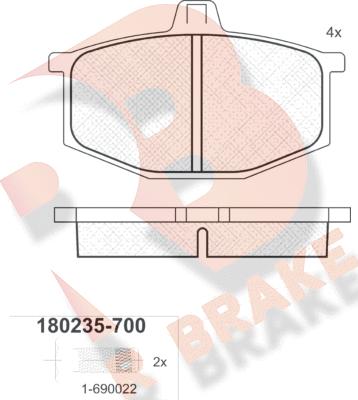 R Brake RB0235-700 - Kit pastiglie freno, Freno a disco autozon.pro