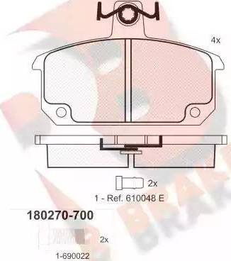 R Brake RB0270 - Kit pastiglie freno, Freno a disco autozon.pro