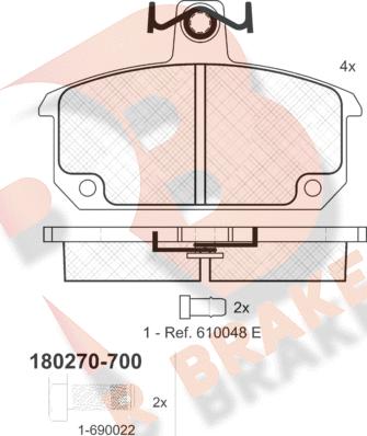 R Brake RB0270-700 - Kit pastiglie freno, Freno a disco autozon.pro