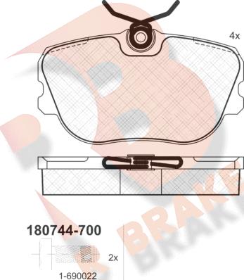 R Brake RB0744-700 - Kit pastiglie freno, Freno a disco autozon.pro