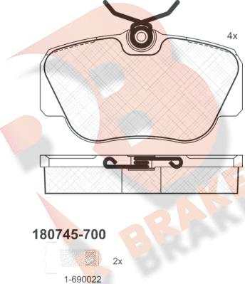 R Brake RB0745-700 - Kit pastiglie freno, Freno a disco autozon.pro