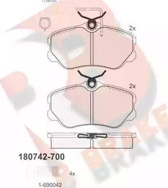 R Brake RB0742-700 - Kit pastiglie freno, Freno a disco autozon.pro