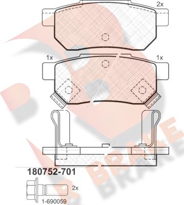 R Brake RB0752-701 - Kit pastiglie freno, Freno a disco autozon.pro