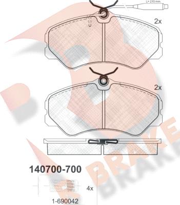 R Brake RB0700-700 - Kit pastiglie freno, Freno a disco autozon.pro