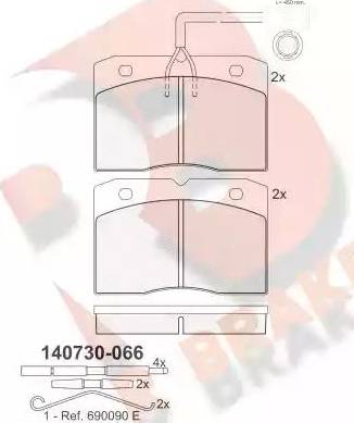 R Brake RB0730-066 - Kit pastiglie freno, Freno a disco autozon.pro