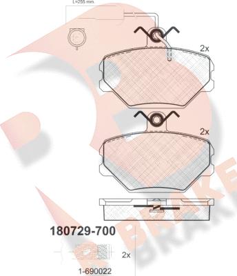 R Brake RB0729-700 - Kit pastiglie freno, Freno a disco autozon.pro