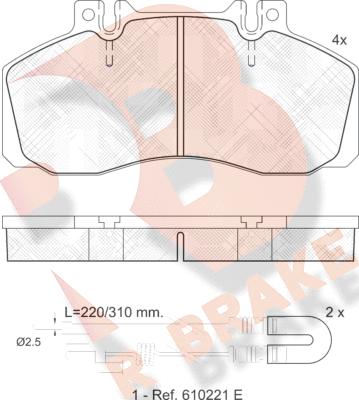 R Brake RB0722 - Kit pastiglie freno, Freno a disco autozon.pro