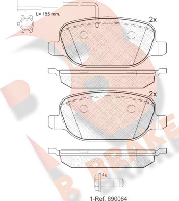 R Brake RB1996 - Kit pastiglie freno, Freno a disco autozon.pro