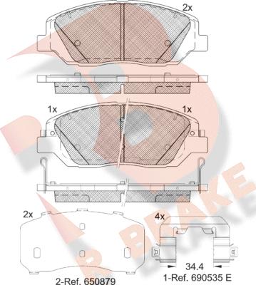 R Brake RB1997-233 - Kit pastiglie freno, Freno a disco autozon.pro