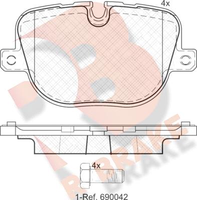 R Brake RB1952 - Kit pastiglie freno, Freno a disco autozon.pro