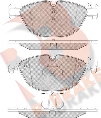 R Brake RB1961 - Kit pastiglie freno, Freno a disco autozon.pro