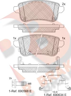 R Brake RB1904-208 - Kit pastiglie freno, Freno a disco autozon.pro